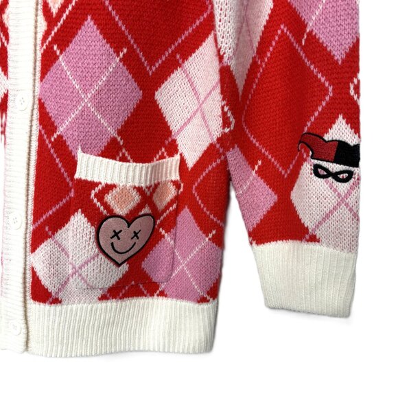Harley Quinn Argyle Sweater DC Comics Harlequin Batman Joker Size Medium - Picture 4 of 13